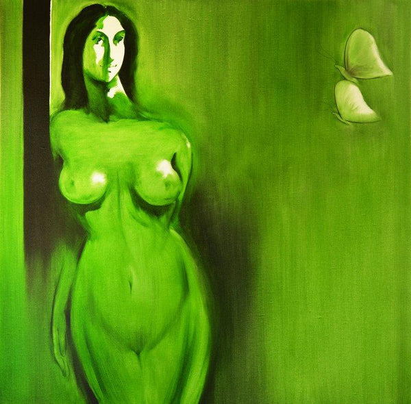 Nude oil painting titled 'Untitle VII', 48x48 inches, by artist Surendra Jagtap on Canvas