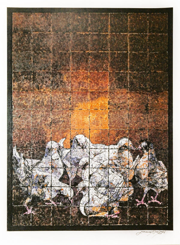 Animals serigraphs painting titled 'Untitled 1', 30x22 inch, by artist Jamil Naqsh on Paper