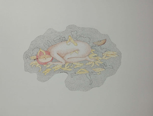 Erotic mixed-media drawing titled 'Untitled 1', 26x22 inch, by artist Mansi Sagar on Paper