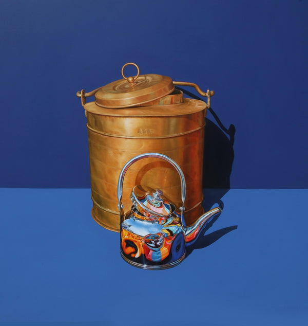 Still-life oil painting titled 'Untitled 1', 48x48 inch, by artist Anjaneyulu G on Canvas