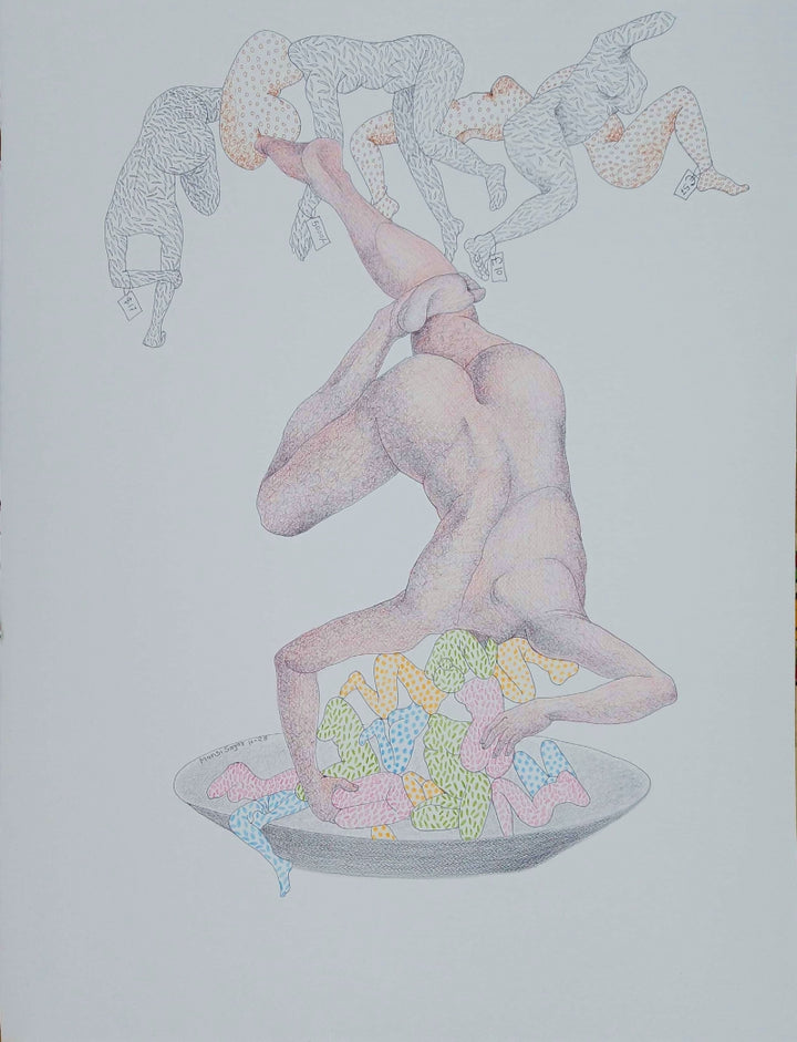 Erotic mixed-media drawing titled 'Untitled 1', 26x22 inch, by artist Mansi Sagar on Fabriano Paper