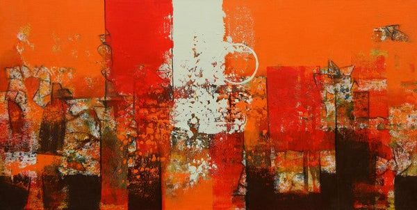 Abstract acrylic painting titled 'Untitled 11', 24x48 inch, by artist Stalin Joseph on Canvas