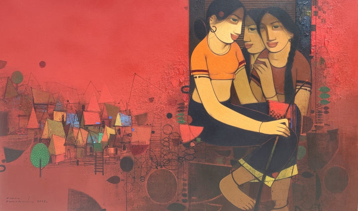 Figurative acrylic painting titled 'Untitled 11', 36x60 inch, by artist Anand Panchal on Canvas