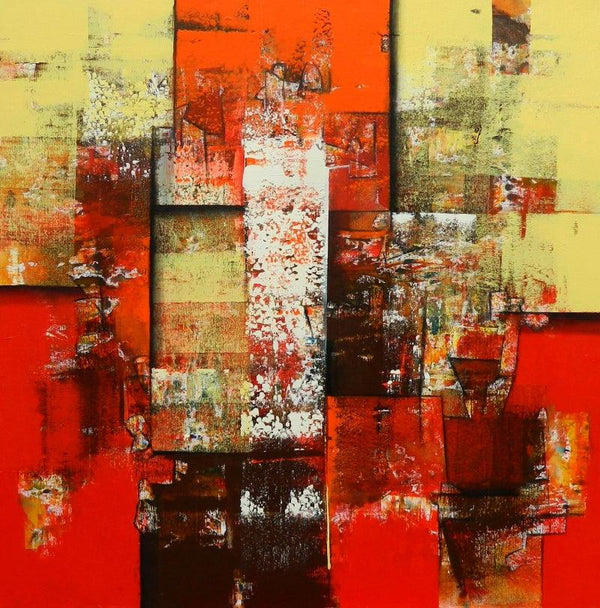 Abstract acrylic painting titled 'Untitled 12', 48x48 inch, by artist Stalin Joseph on Canvas