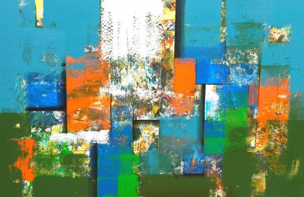 Abstract acrylic painting titled 'Untitled 13', 36x48 inch, by artist Stalin Joseph on Canvas