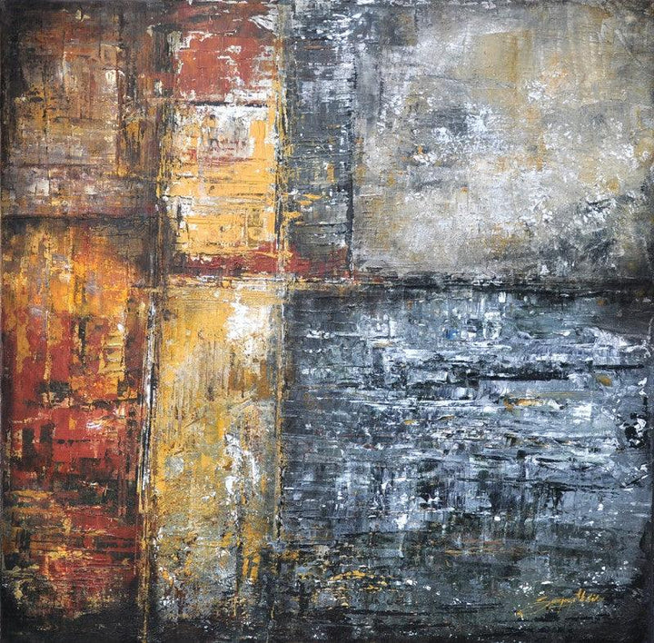 Abstract acrylic painting titled 'Untitled 13', 36x36 inches, by artist Sanjay Akolikar on Canvas