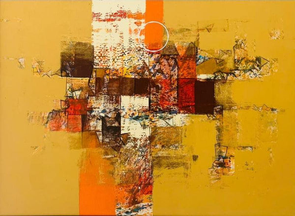 Abstract acrylic painting titled 'Untitled 16', 48x66 inch, by artist Stalin Joseph on Canvas