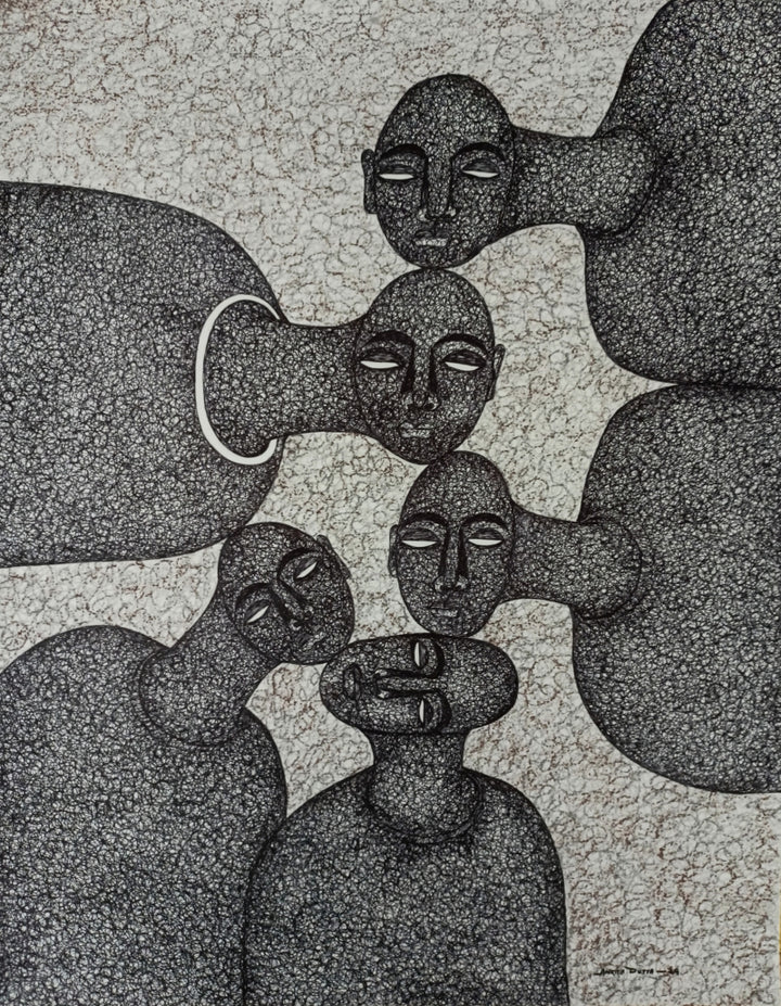 Figurative mixed-media painting titled 'Untitled 16', 28x22 inch, by artist Ankita Dutta on Paper