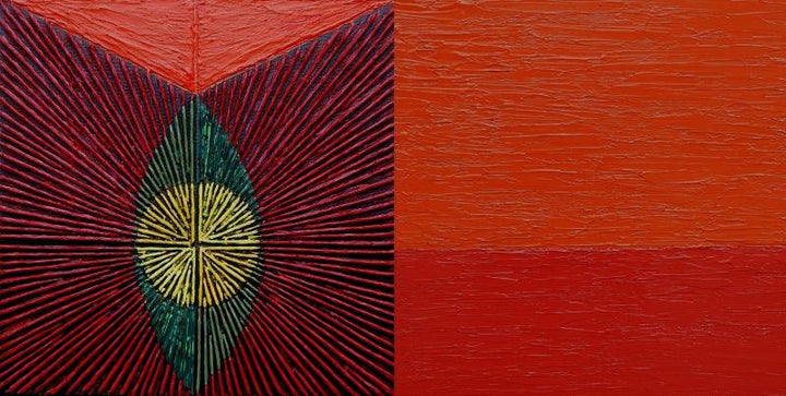 Abstract acrylic painting titled 'Untitled 185', 18x36 inches, by artist Sandesh Khule on Canvas