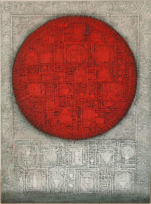 contemporary mixed-media painting titled 'Untitled 2', 48x36 inch, by artist Basuki Dasgupta on Canvas