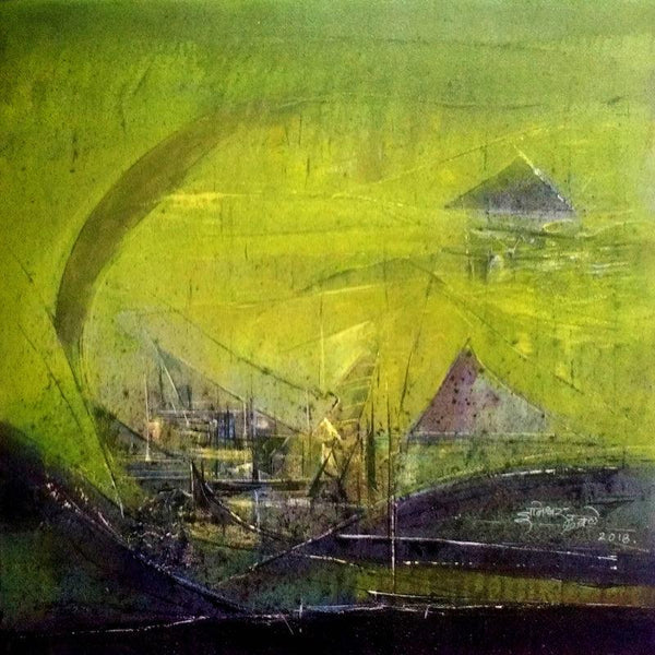 Abstract acrylic painting titled 'Untitled 20x20 Jpg', 20x20 inches, by artist Dnyaneshwar Dhavale on canvas