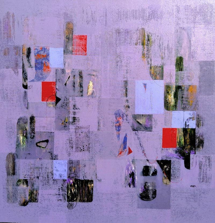 Abstract acrylic painting titled 'Untitled 25', 36x36 inches, by artist Vivek Nimbolkar on Canvas