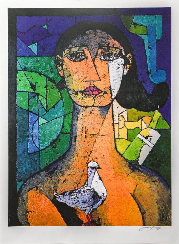 Figurative serigraphs painting titled 'Untitled 3', 30x22 inch, by artist Jamil Naqsh on Paper