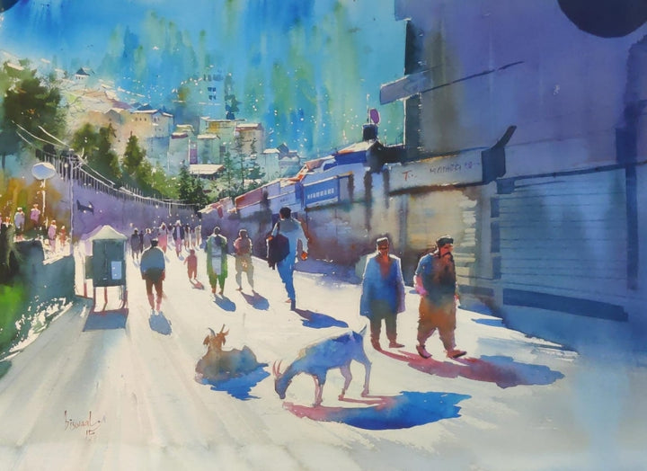 Landscape watercolor painting titled 'Untitled 3', 22x28 inch, by artist Bijay Biswaal on Paper