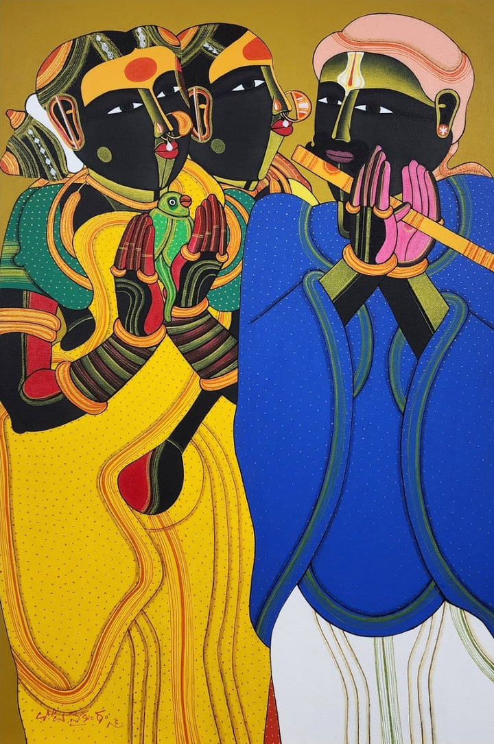 Figurative acrylic painting titled 'Untitled 301', 30x20 inch, by artist Thota Vaikuntam on Canvas