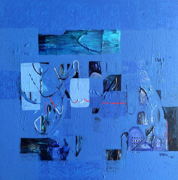 Abstract acrylic painting titled 'Untitled 39', 24x24 inches, by artist Vivek Nimbolkar on Canvas