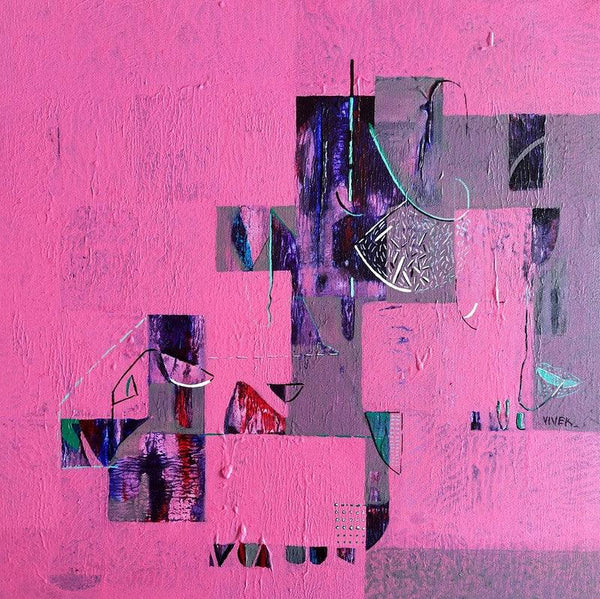 Abstract acrylic painting titled 'Untitled 40', 24x24 inches, by artist Vivek Nimbolkar on Canvas