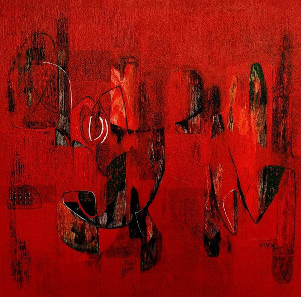 Abstract acrylic painting titled 'Untitled 42', 24x24 inches, by artist Vivek Nimbolkar on Canvas