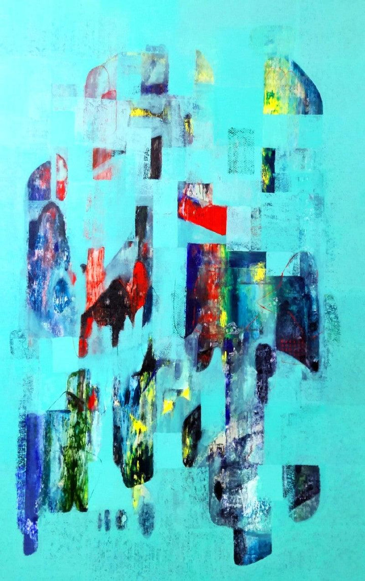 Abstract acrylic painting titled 'Untitled 45', 72x48 inches, by artist Vivek Nimbolkar on Canvas