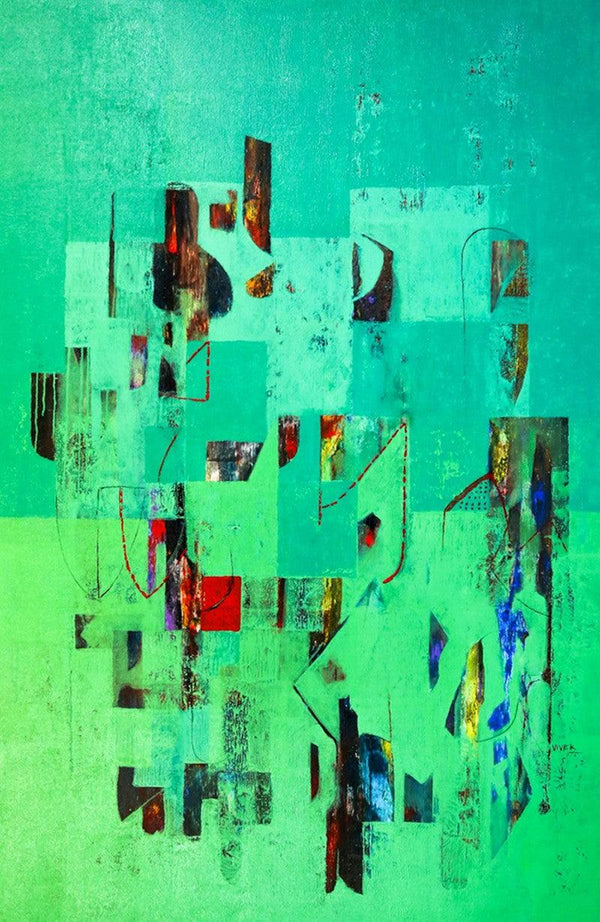 Abstract acrylic painting titled 'Untitled 48', 72x48 inches, by artist Vivek Nimbolkar on Canvas