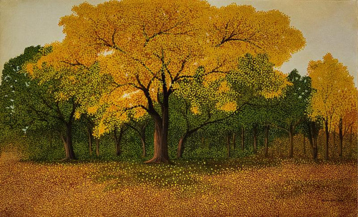 Nature acrylic painting titled 'Untitled', 36x60 inches, by artist Shuvankar Mitra on Canvas