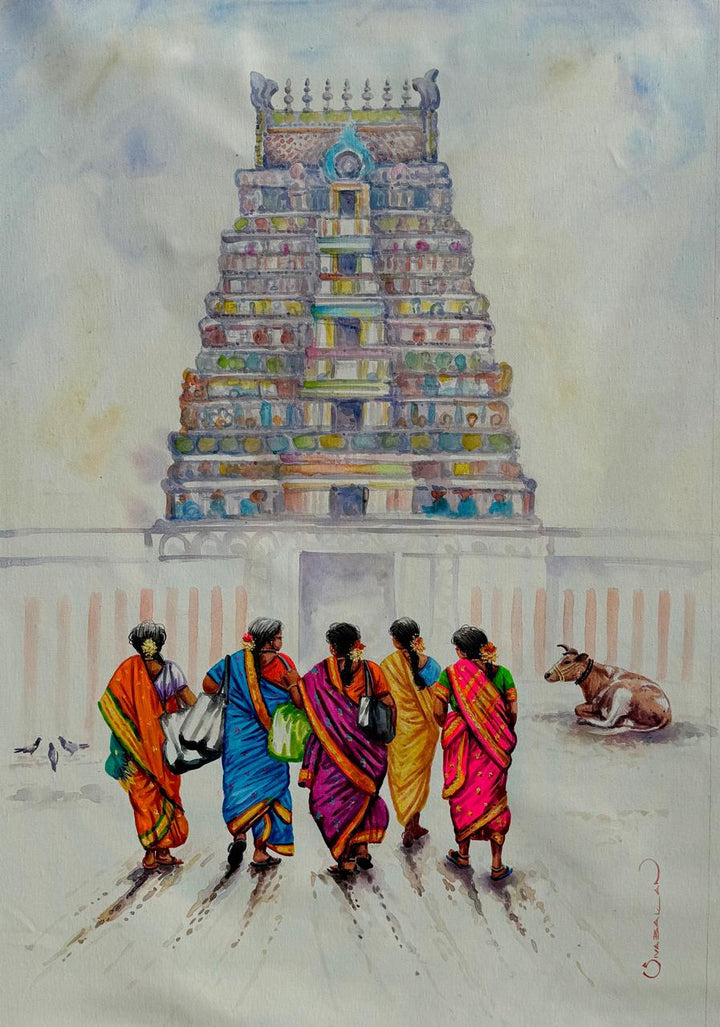 Religious acrylic painting titled 'Untitled', 36x24 inch, by artist Siva Balan on Canvas