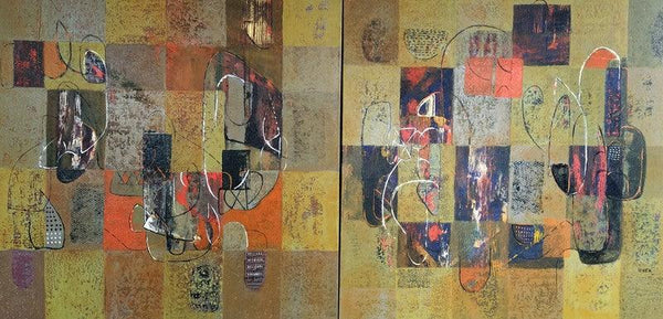 Abstract acrylic painting titled 'Untitled 52', 36x72 inches, by artist Vivek Nimbolkar on Canvas