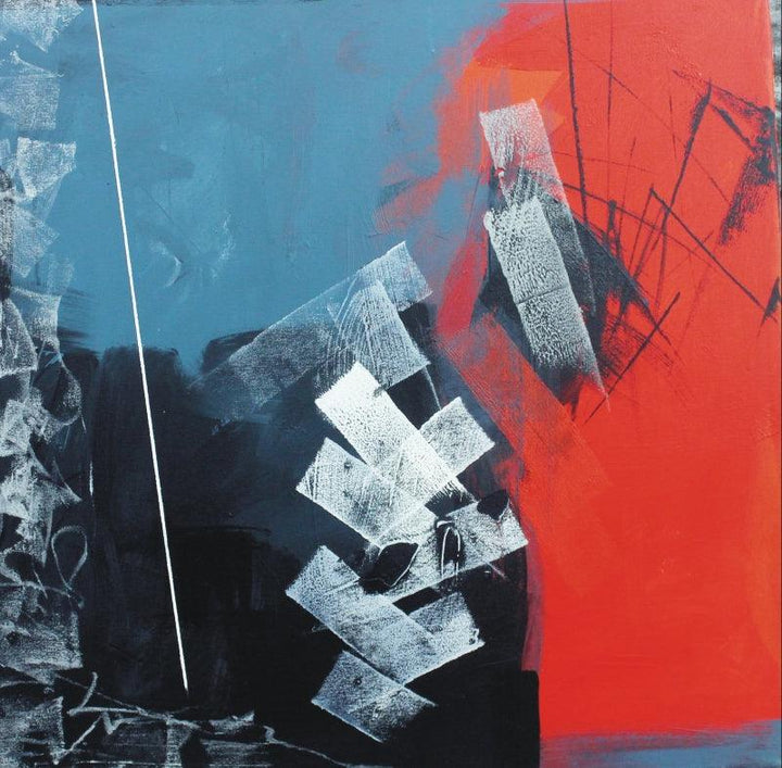 Abstract oil painting titled 'Untitled 55', 24x24 inches, by artist Sudhir Talmale on Canvas