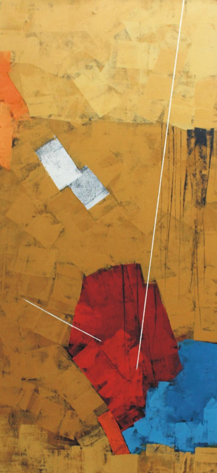 Abstract oil painting titled 'Untitled 58', 60x24 inches, by artist Sudhir Talmale on Canvas