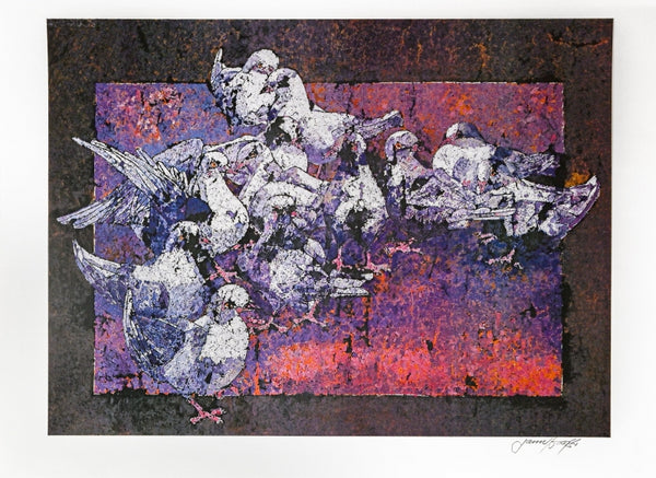 Animals serigraphs painting titled 'Untitled 6', 22x30 inch, by artist Jamil Naqsh on Paper