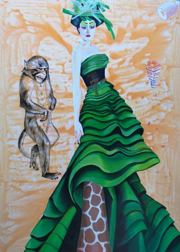 Figurative acrylic painting titled 'Untitled 7 Fashion', 66x48 inches, by artist Raghavendar Angali on Canvas