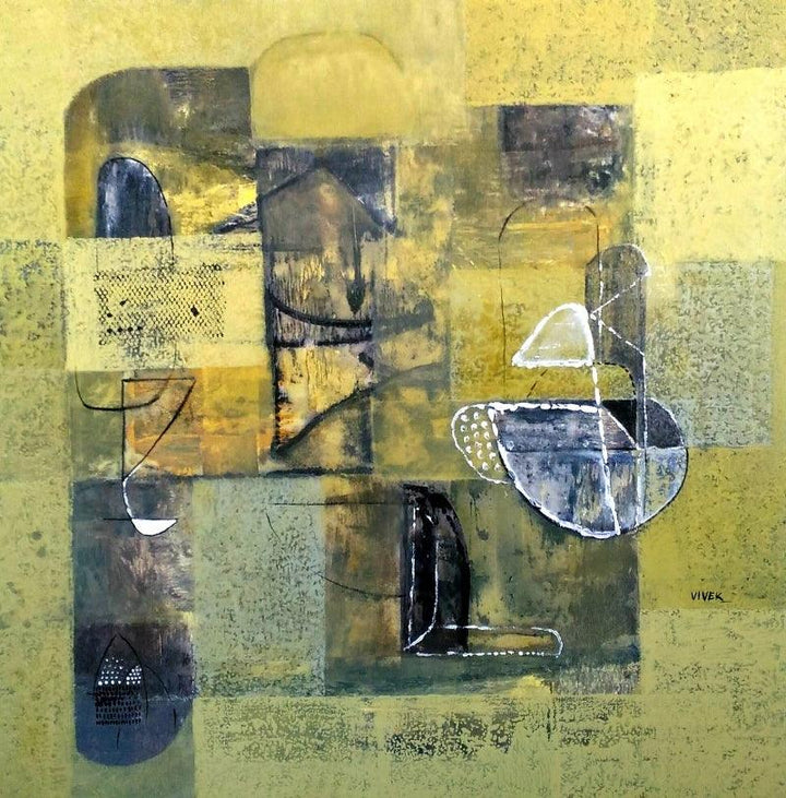 Abstract acrylic painting titled 'Untitled 9', 36x36 inches, by artist Vivek Nimbolkar on Canvas