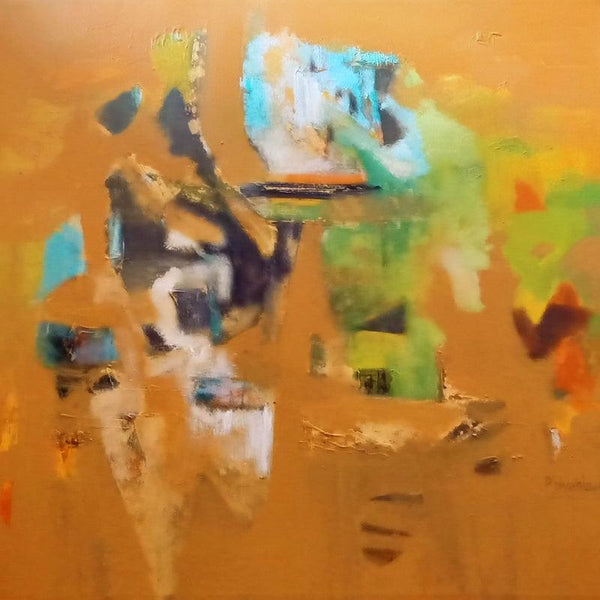 Abstract acrylic painting titled 'Untitled Yo', 48x48 inches, by artist Dnyaneshwar Dhavale on On canvas