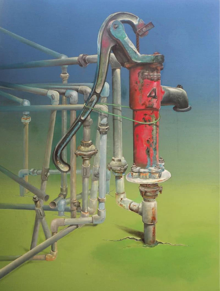 contemporary acrylic oil painting titled 'Utility', 36x48 inches, by artist Subhendu Mishra on Canvas