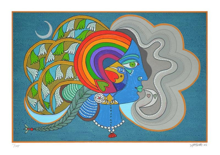 contemporary serigraphs painting titled 'Varsha Ritu', 22x30 inches, by artist Jyoti Bhatt on Paper