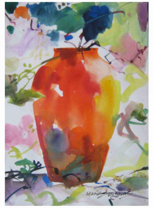 Nature watercolor painting titled 'Vase Size', 12x8 inches, by artist Manas  Biswas on Paper