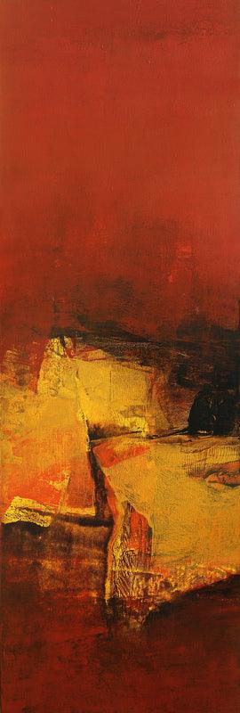 Abstract acrylic painting titled 'Vertical Composition III', 36x12 inches, by artist Siddhesh Rane on Canvas