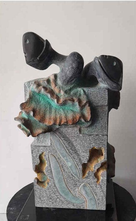 Figurative sculpture titled 'Vibration Of Nature 1', 19x11x11 inches, by artist Pankaj Gahlot on Black Marble