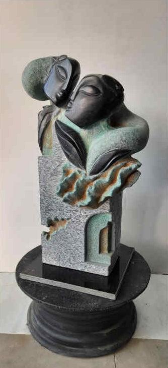 Figurative sculpture titled 'Vibration Of Nature 3', 24x15x10 inches, by artist Pankaj Gahlot on Black Marble