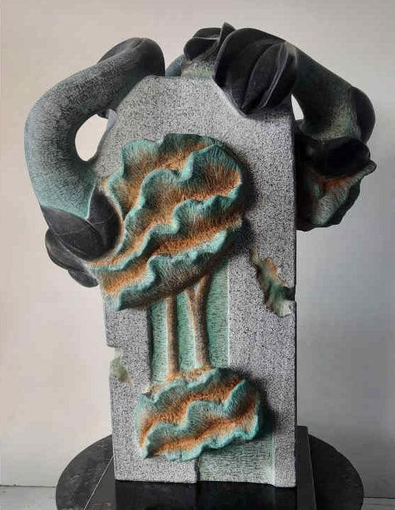 Figurative sculpture titled 'Vibration Of Nature 4', 24x18x11 inches, by artist Pankaj Gahlot on Black Marble