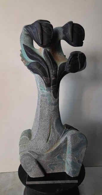 Figurative sculpture titled 'Vibration Of Nature 6', 30x17x10 inches, by artist Pankaj Gahlot on Black Marble