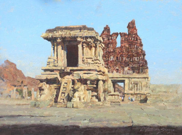 Religious acrylic painting titled 'Vijayanagara 2', 18x24 inches, by artist Ajay Sangve on Canvas