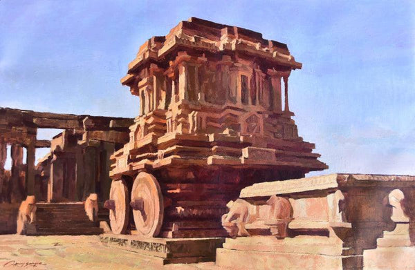 Religious acrylic painting titled 'Vijayanagara', 30x36 inches, by artist Ajay Sangve on Canvas