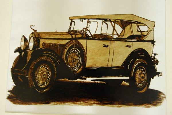 Lifestyle mixed media painting titled 'Vintage Car 3', 16x11 inches, by artist Sakshi Jain on Glossy Paper