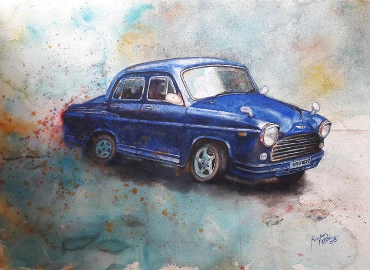 Transportation watercolor painting titled 'Vintage Series 1', 24x30 inches, by artist Kanchan Hande on Paper