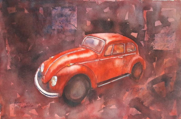 Transportation watercolor painting titled 'Vintage Series 7', 15x24 inches, by artist Kanchan Hande on Paper