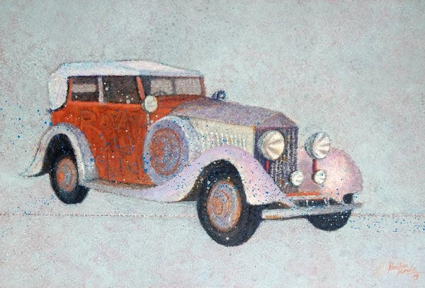 Transportation acrylic painting titled 'Vintage Series 9', 24x36 inches, by artist Kanchan Hande on Canvas