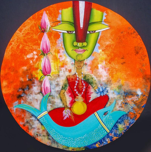 contemporary acrylic oil painting titled 'Virat', 24x24 inches, by artist Deepali Mundra on canvas