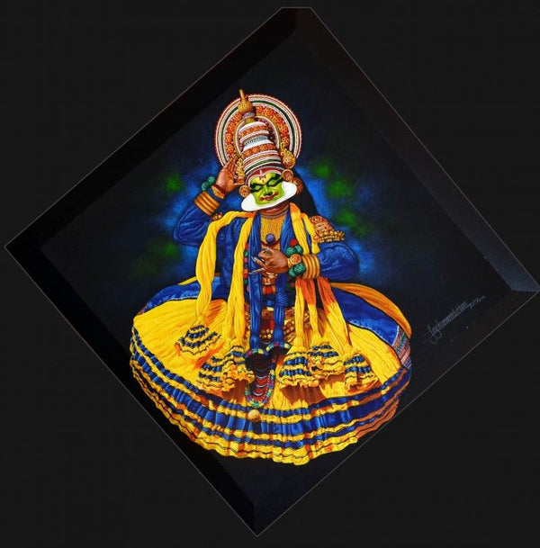 Figurative acrylic painting titled 'Vishnu Nidra', 24x24 inches, by artist Prashant Yampure on Canvas