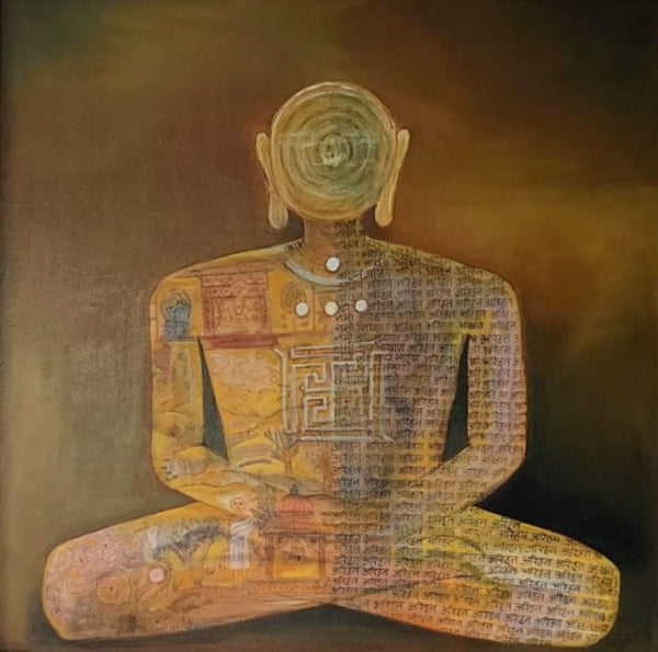 meditation acrylic painting titled 'The Vision Invisible', 36x36 inch, by artist Alpa Palkhiwala on Canvas